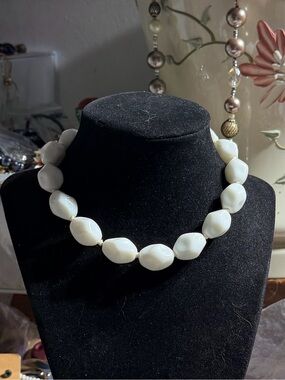 Vintage Milk Glass Beaded Necklace
